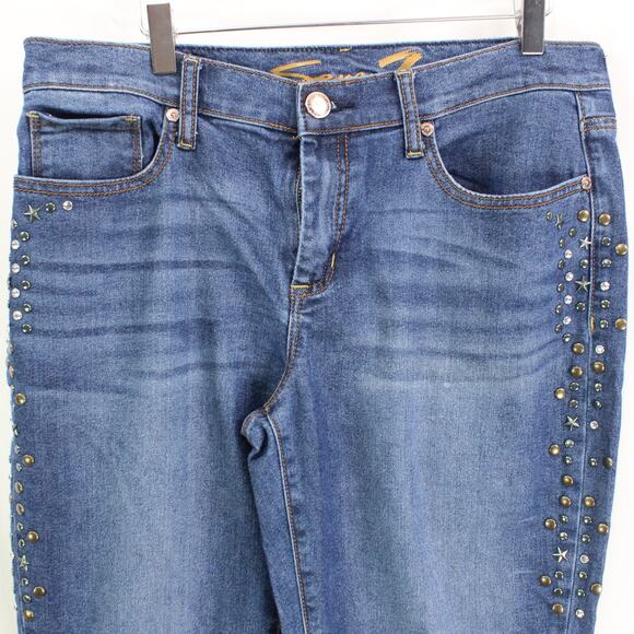 SEVEN7 JEANS Blue Dark Wash Skinny Girlfriend Denim Jeans - Picture 2 of 11